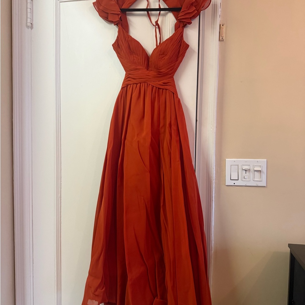 Azazie Orange/Paprika Maxi Dress (Kasia)